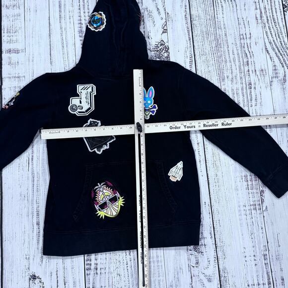 Psycho Bunny Boys Hoodie L Fits 12 Black Patch Graphic Pullover Streetwear - Picture 9 of 10